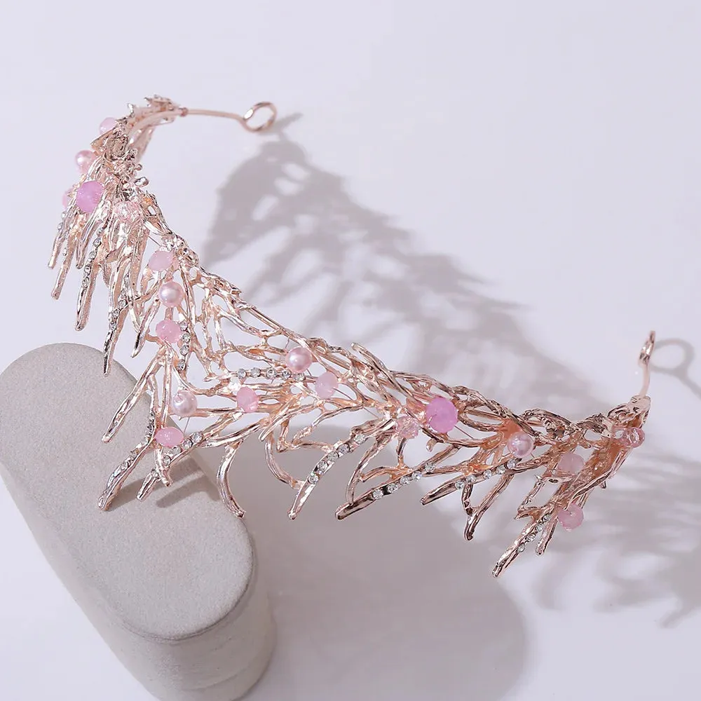 TAVIMART  -  Blaze Flame Designs Wedding Tiaras Crown Pearl  Beading Brides Hairbands Hair Accessories Evening Jewelry Birthday Gifts