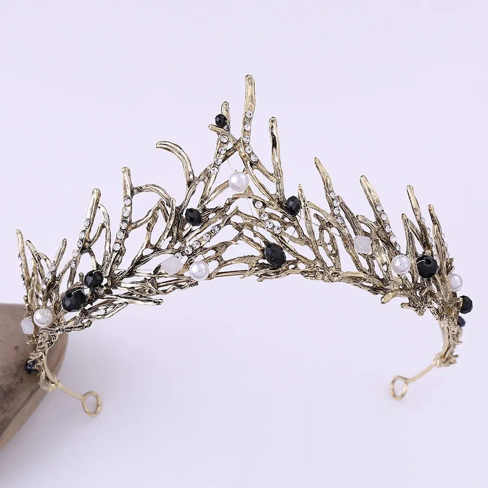TAVIMART  -  Blaze Flame Designs Wedding Tiaras Crown Pearl  Beading Brides Hairbands Hair Accessories Evening Jewelry Birthday Gifts