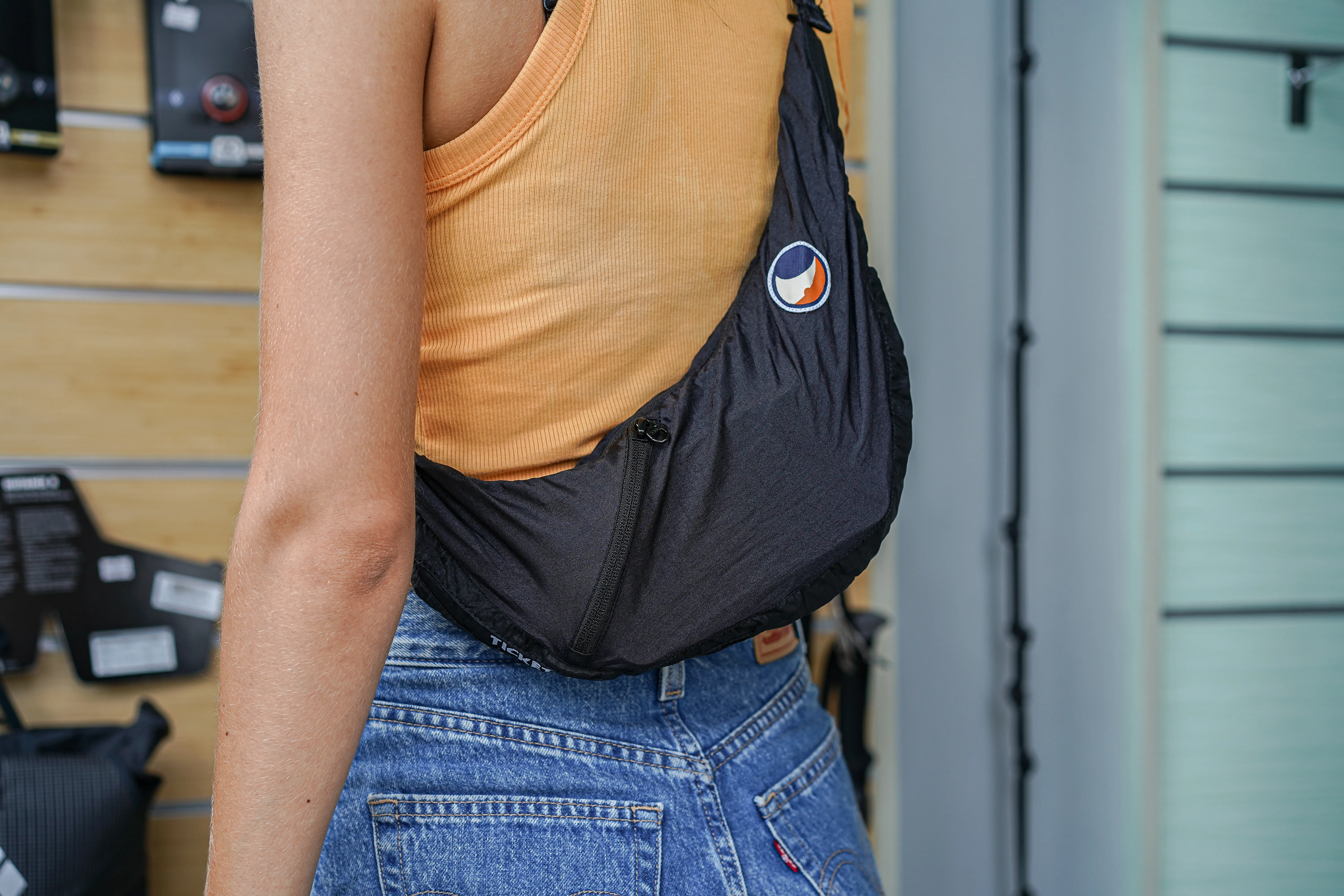 Ticket to the Moon Upcycled Sling Bag Black | Buy Ticket to the Moon Upcycled Sling Bag Black here | Outnorth