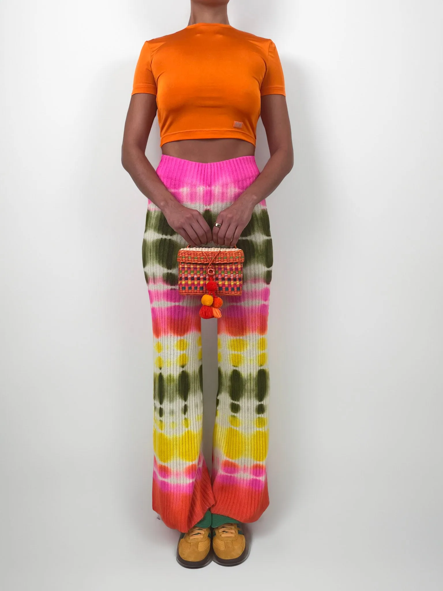 Tie-Dyed Cashmere Wide-Leg Pants