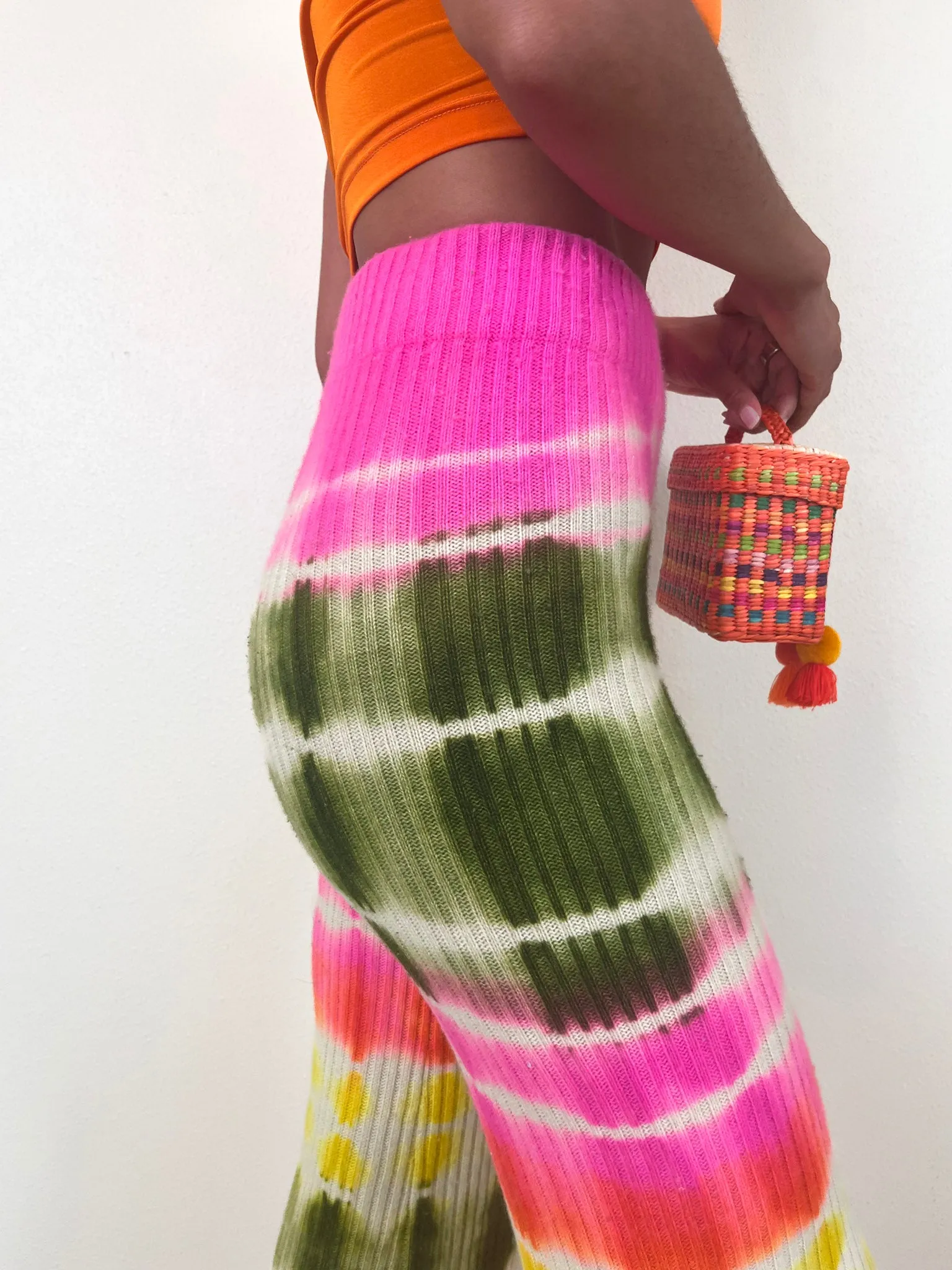 Tie-Dyed Cashmere Wide-Leg Pants