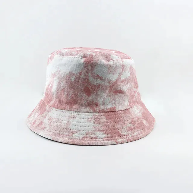 Trendy Tie Dye Bucket Hats  - Fushia
