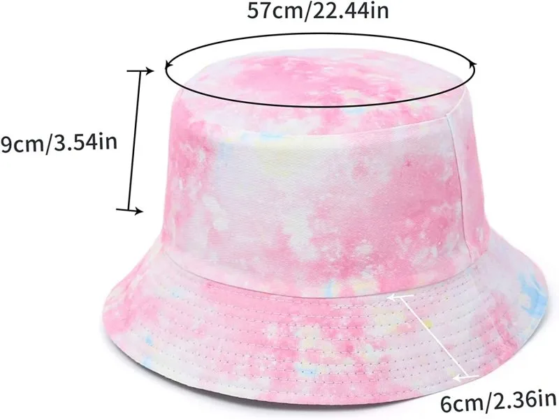 Unisex Summer Bucket Hat for Women Men Cotton Reversible Double-Side-Wear Tie Dye Bucket Hats Fisherman Beach Sun Cap for Outdoor Activities/Travelling Pink