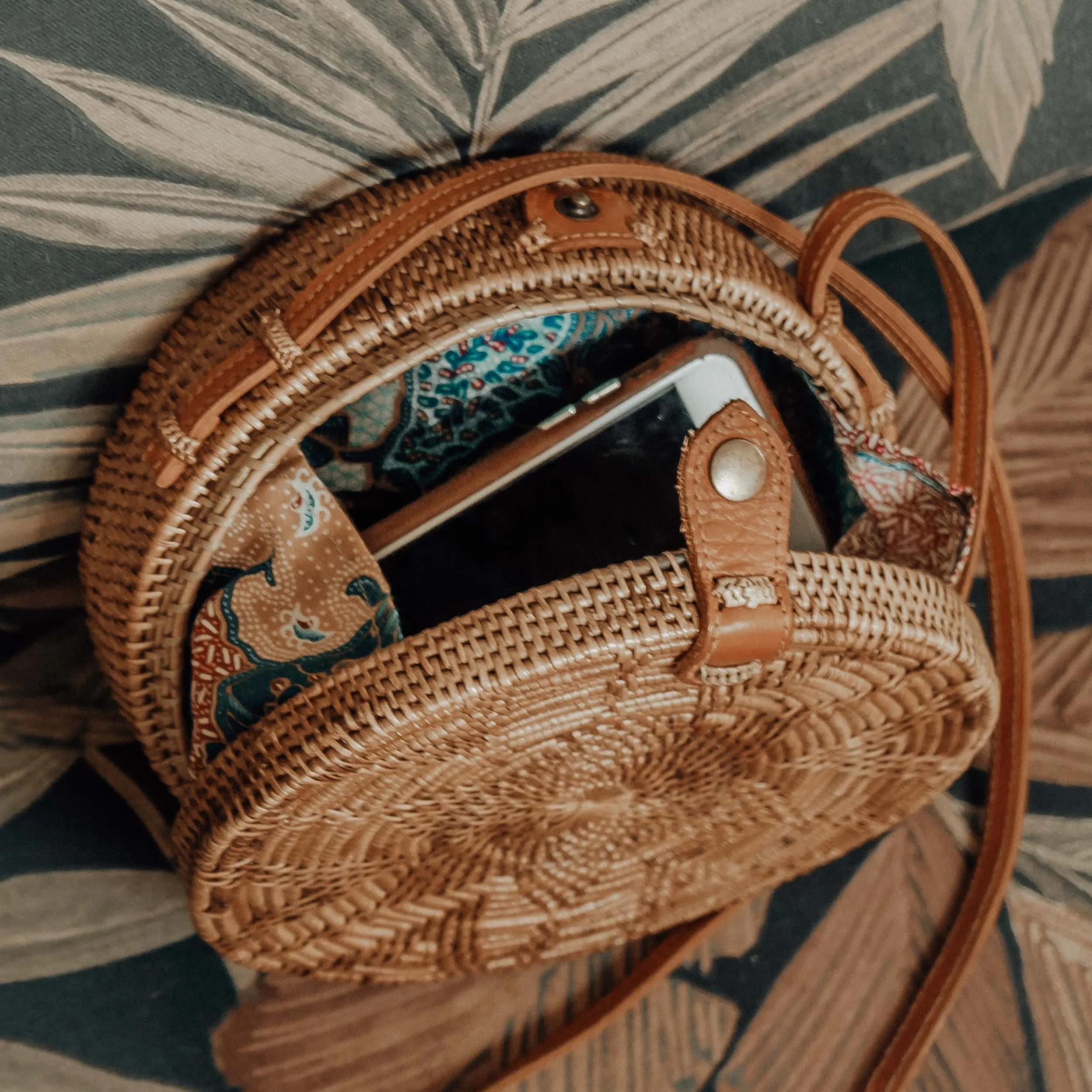Vegan Round Rattan Bag