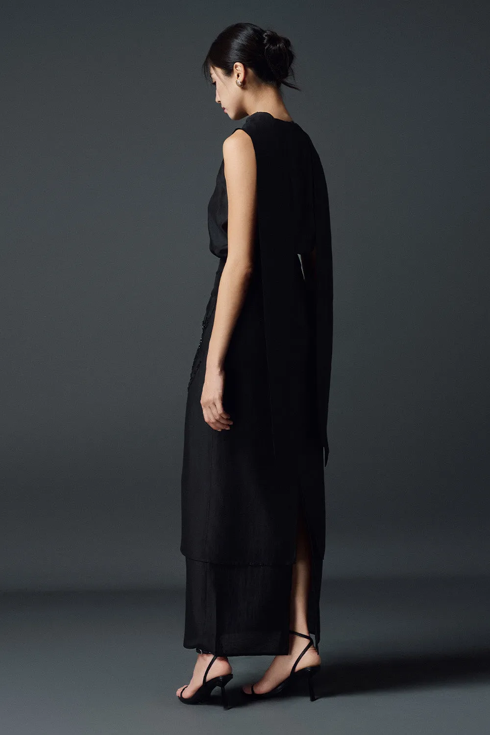 Vinca Straight Scarf Neck Chiffon Top