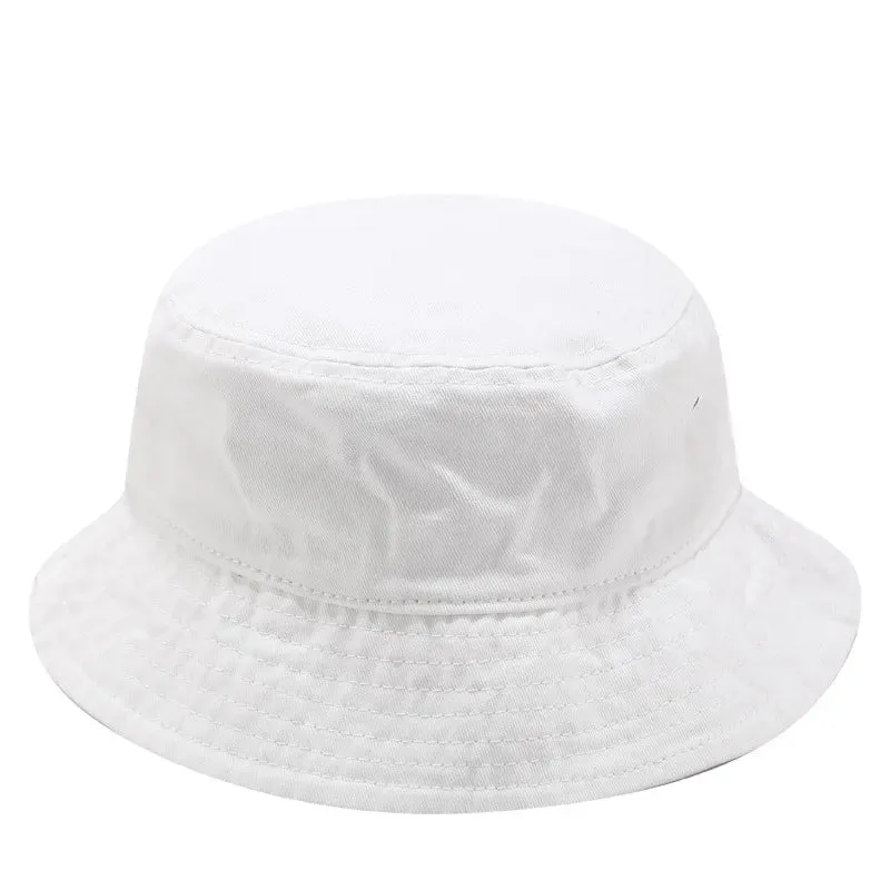 Washed Denim Bucket Hat Cotton Streetwear Fluorescent Color Cap