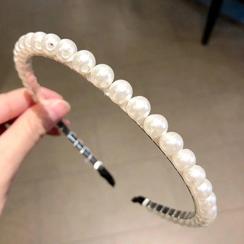 Wenkouban 23 Styles Simulation Pearl Hairbands Women Hair Accessories Korean Handmade Bow Flower Hoops Headband Wedding Ornaments 2022 New