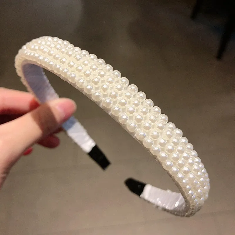 Wenkouban 23 Styles Simulation Pearl Hairbands Women Hair Accessories Korean Handmade Bow Flower Hoops Headband Wedding Ornaments 2022 New