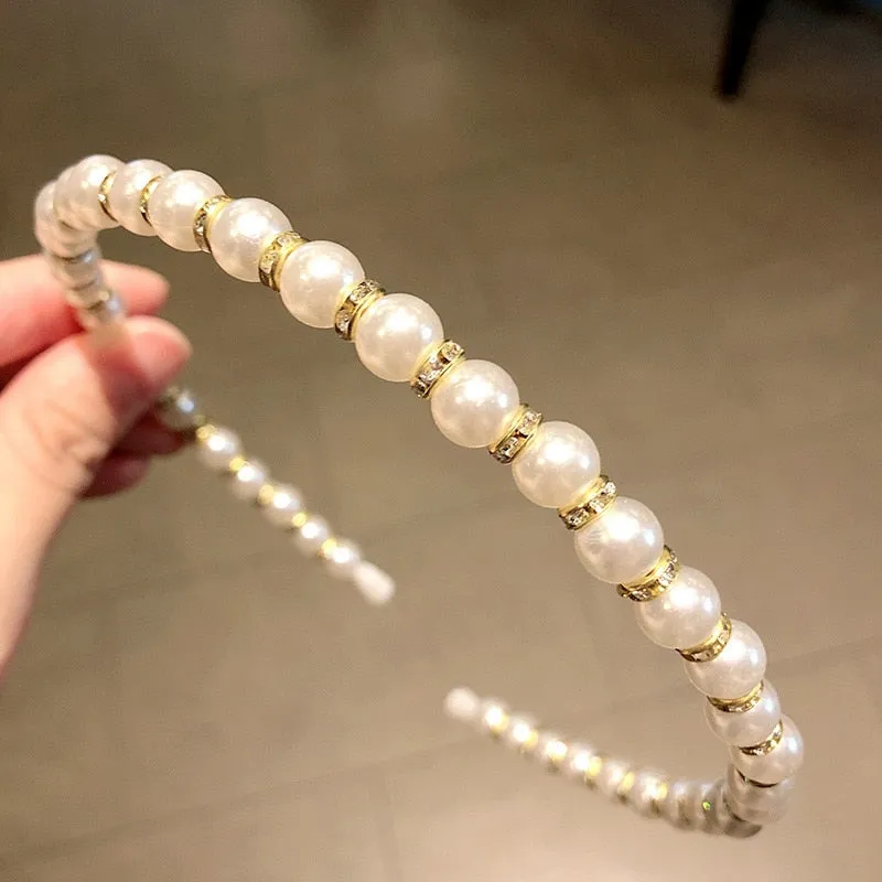 Wenkouban 23 Styles Simulation Pearl Hairbands Women Hair Accessories Korean Handmade Bow Flower Hoops Headband Wedding Ornaments 2022 New