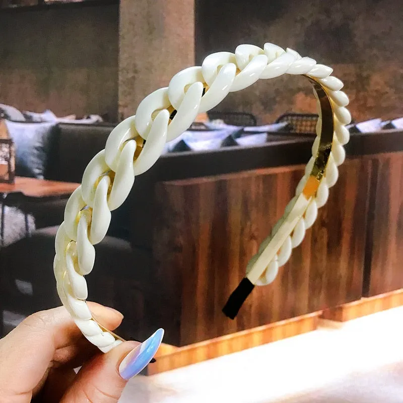 Wenkouban New 2022 Acetate Chain Gold Silver Bezel Hairbands Women's accessories Vintage Fashion Girls Headband Hoop Femme Hair Ornaments