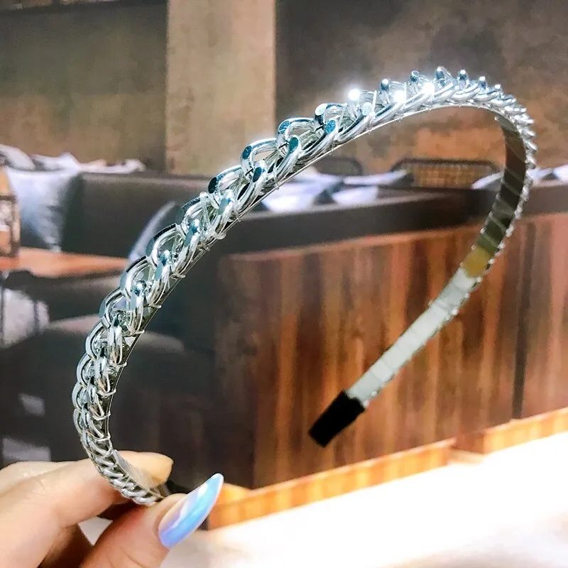 Wenkouban New 2022 Acetate Chain Gold Silver Bezel Hairbands Women's accessories Vintage Fashion Girls Headband Hoop Femme Hair Ornaments