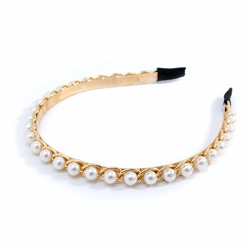 Wenkouban New 2022 Acetate Chain Gold Silver Bezel Hairbands Women's accessories Vintage Fashion Girls Headband Hoop Femme Hair Ornaments
