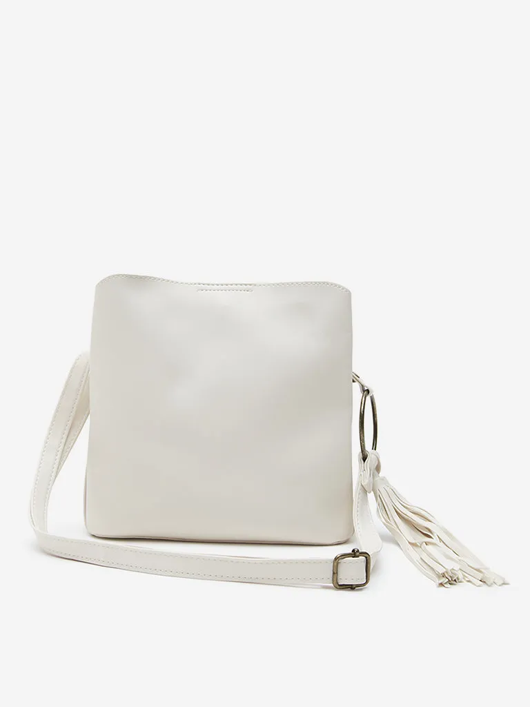 Westside Off-White Tassel-Detailed Sling Bag
