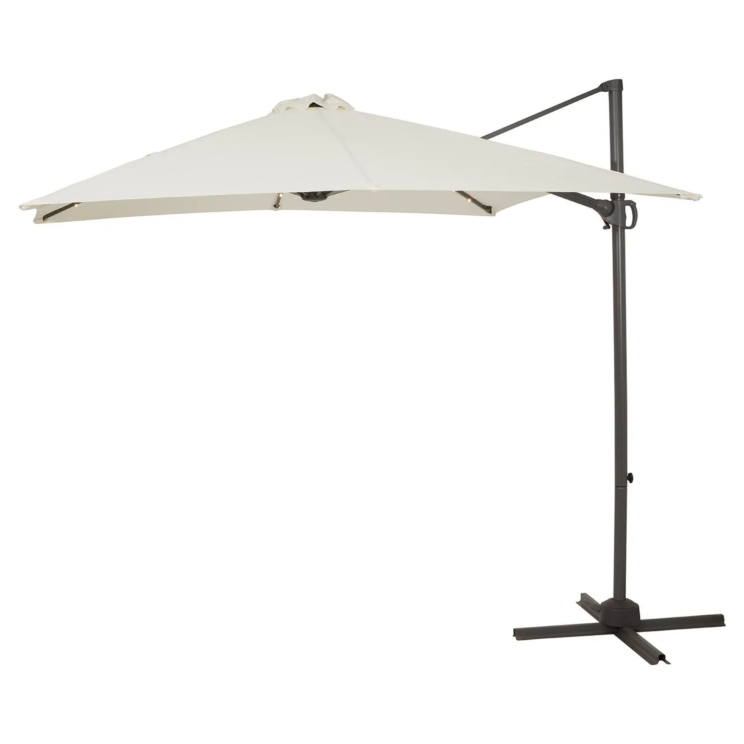 Wick Rattan Garden Sofa Set with Cream LED Premium Parasol – Light Grey
