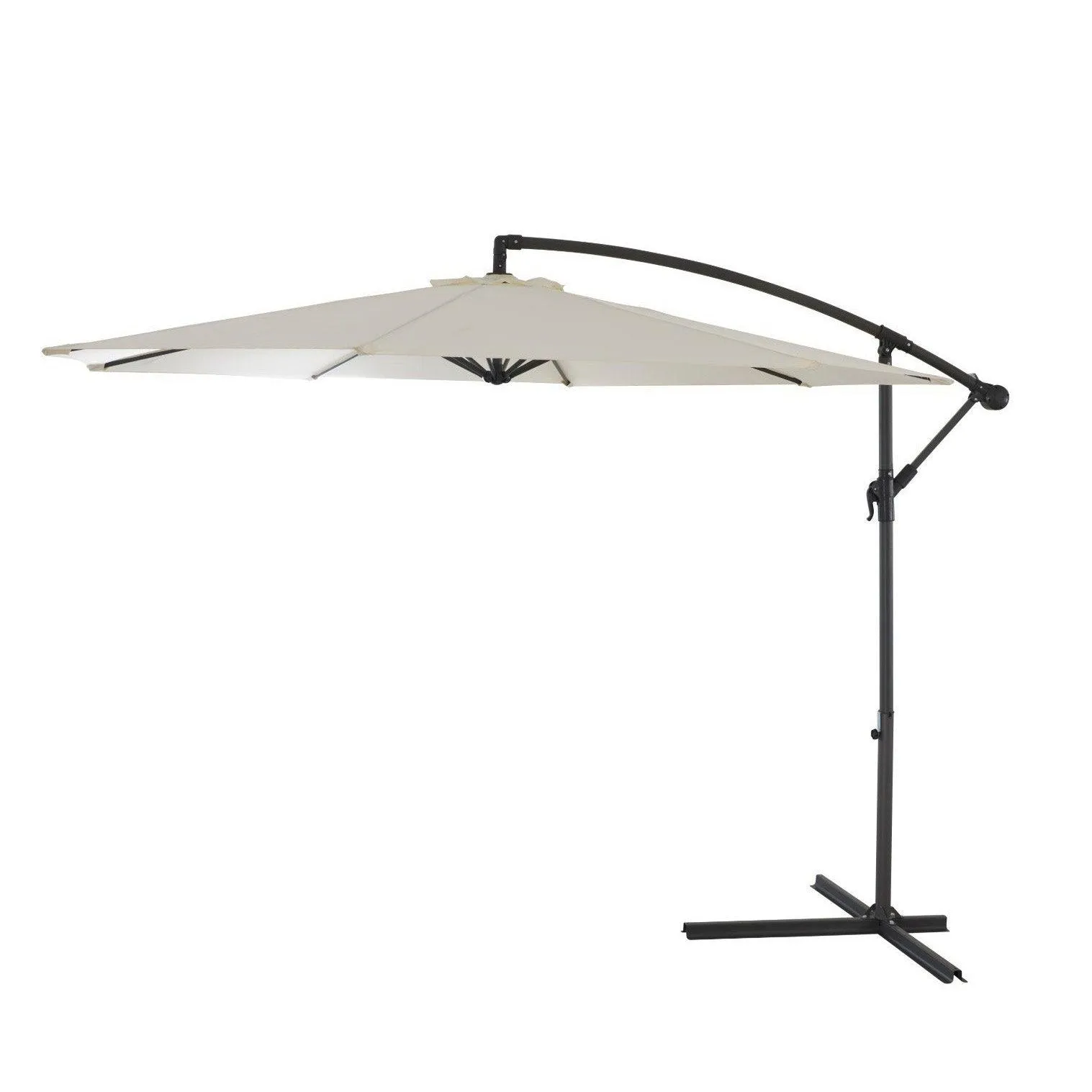 Wick Rattan Garden Sofa Set with Cream Parasol – Light Grey