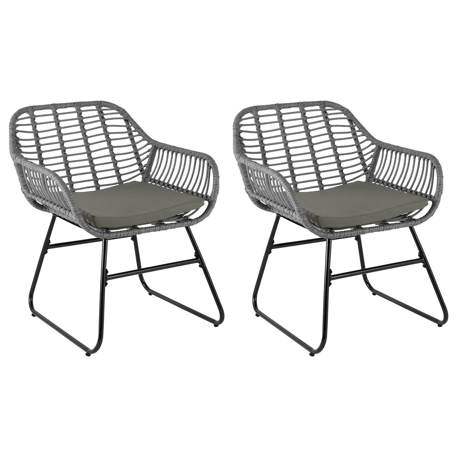 Wick Rattan Garden Sofa Set with Cream Parasol – Light Grey