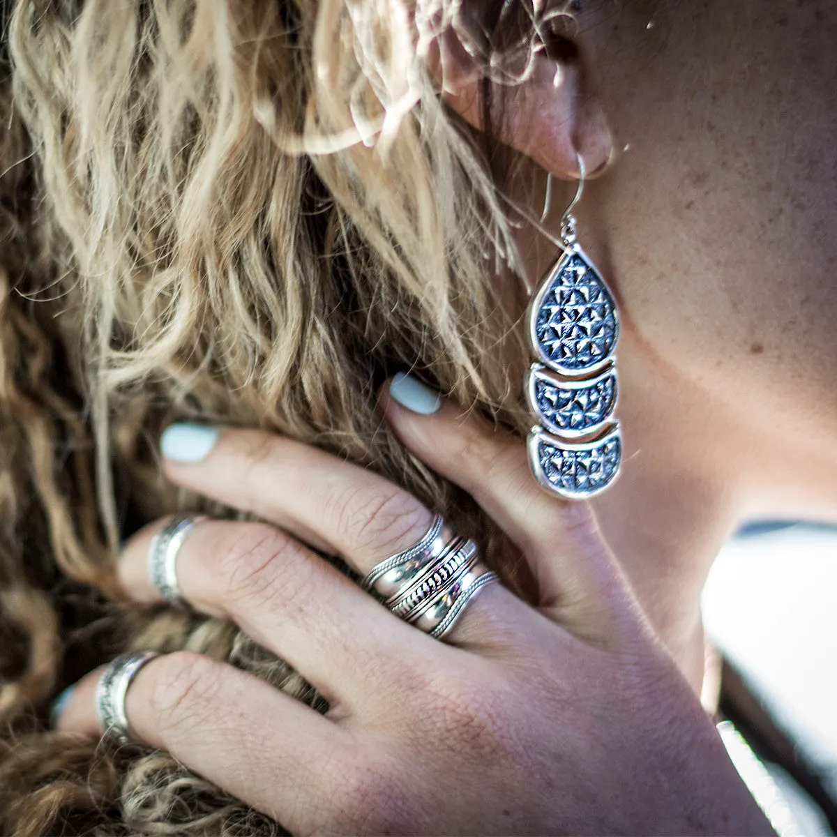 Wiener Werkstatte Triple Drop Earring