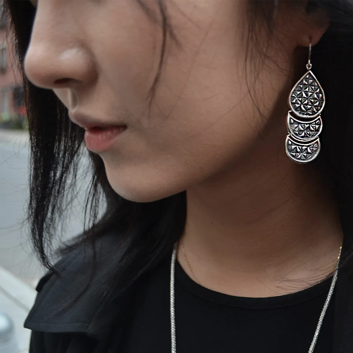 Wiener Werkstatte Triple Drop Earring