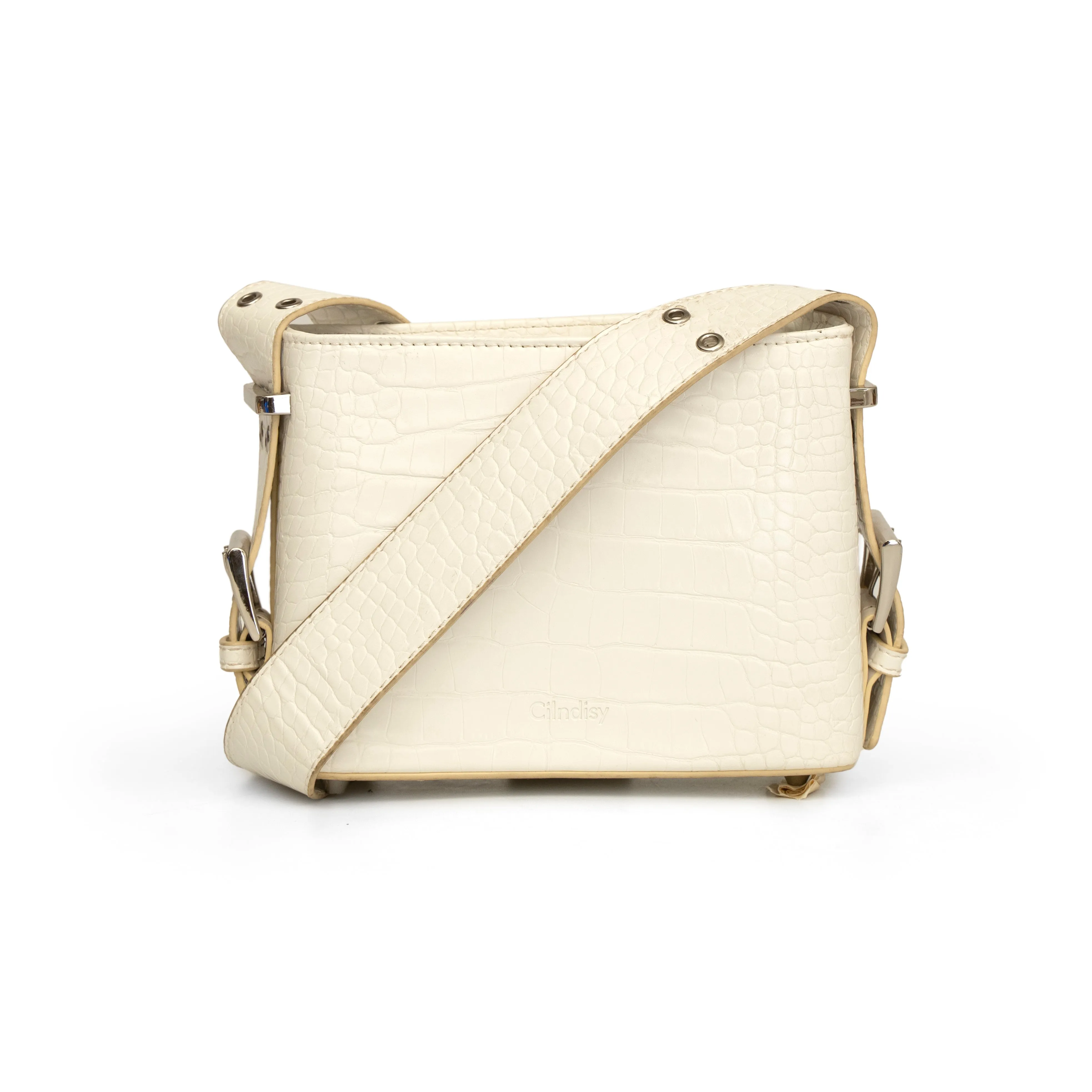 Women cream textured hand bag