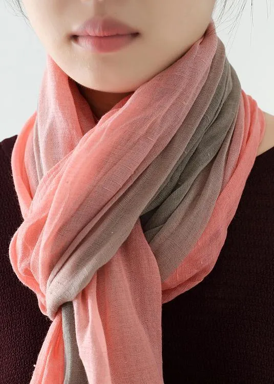 women new khaki pink double color Gradient scarf vintage warm scarves