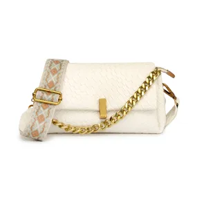 Women white textured hand bag
