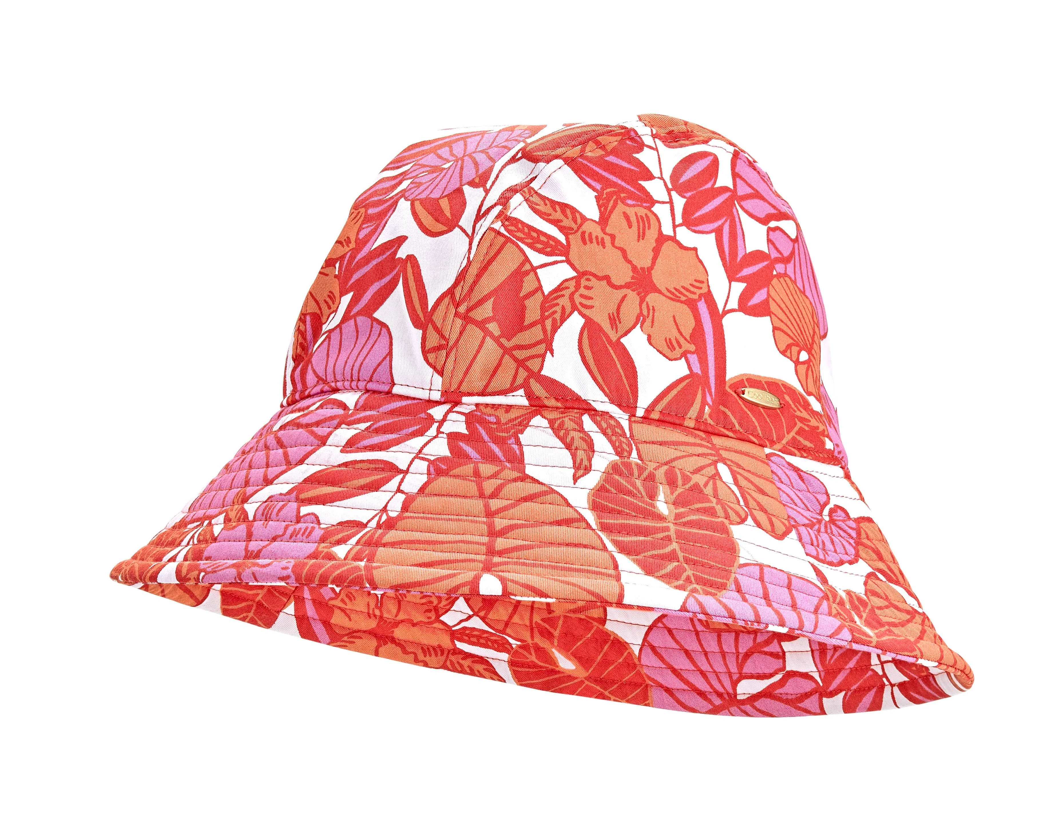 Women's Katia Cotton Bucket Hat  |  Radiant Coral Casia Palm