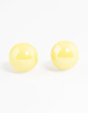 Yellow Shiny Ball Stud Earrings